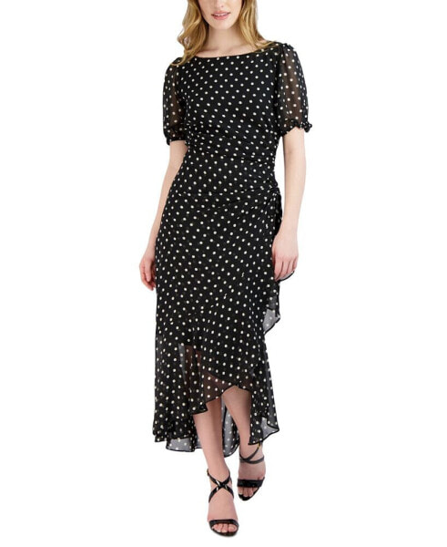 Women's Polka Dot Ruffled Maxi Dress