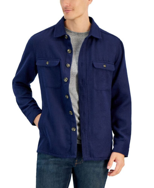 Men's Solid Button-Front Shirt-Jacket, Created for Macy's