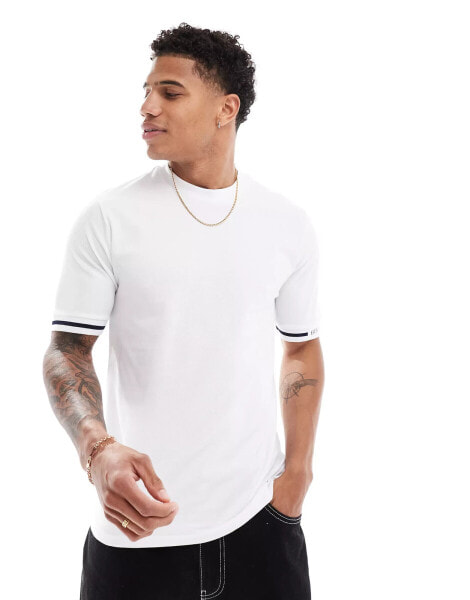 Ben Sherman pique tee in white