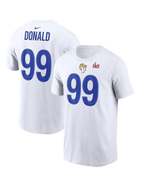 Men's Aaron Donald White Los Angeles Rams Super Bowl LVI Bound Name and Number T-shirt