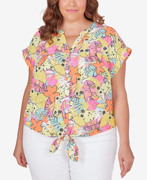 Plus Size Party Tie Front Top