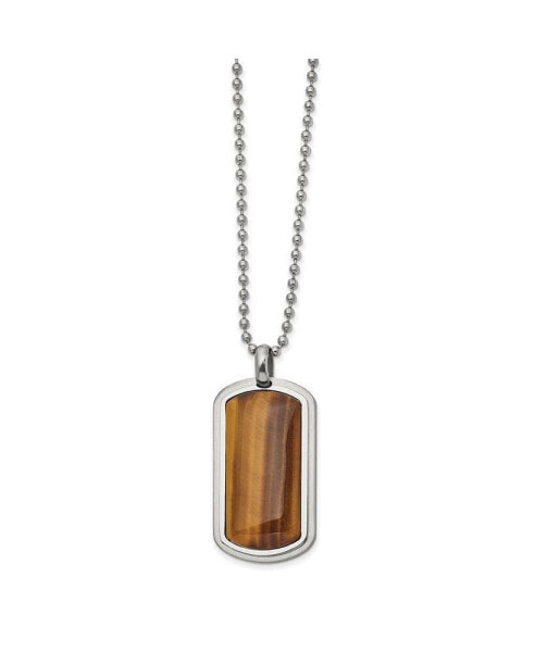 Polished with Tiger's Eye Dog Tag on a Ball Chain Necklace