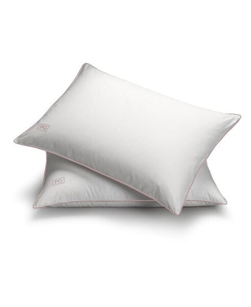 Подушка Pillow Gal 100% сертифицированный белый гусиный пух твердая плотность с съёмным чехлом, 2 упаковки, стандартная/королевская