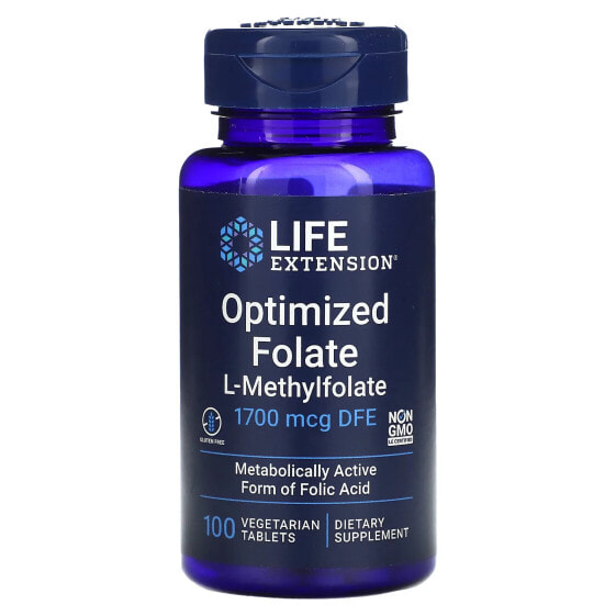 Витамин Life Extension Оптимизированный фолиевый, 1 700 мкг DFE, 100 растительных таблеток