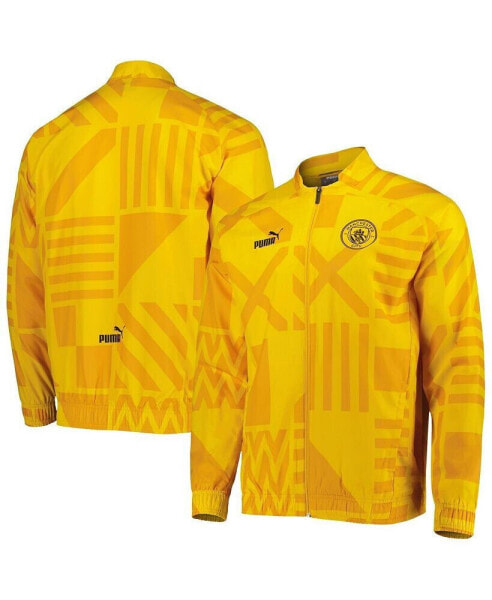 Men's Yellow Manchester City Pre-Match Raglan Full-Zip Training Jacket