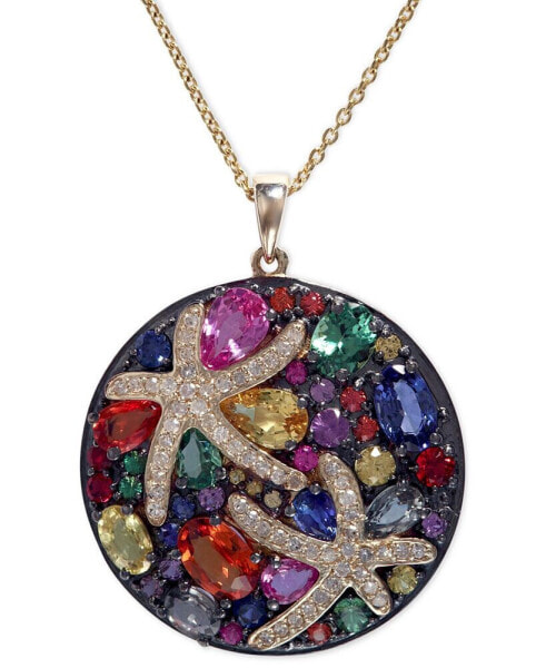EFFY Collection watercolors by EFFY® Multicolor Sapphire (5-3/8 ct. t.w.) and Diamond (1/4 ct. t.w.) Starfish 18" Pendant Necklace in 14k Gold, Created for Macy's
