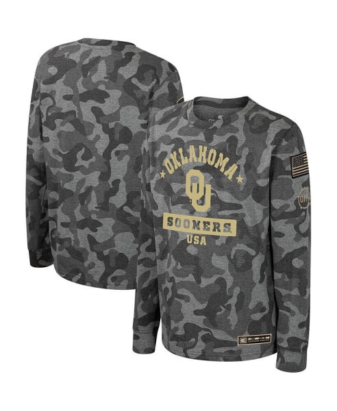 Big Boys Camo Oklahoma Sooners OHT Military-Inspired Appreciation Dark Star Long Sleeve T-shirt