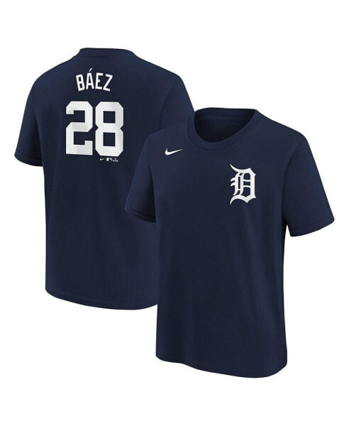 Big Boys Javier Baez Navy Detroit Tigers Home Player Name and Number T-shirt