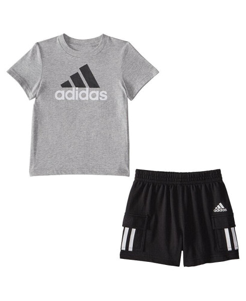 Baby Boys T Shirt and French Terry Cargo Shorts, 2 Piece Set