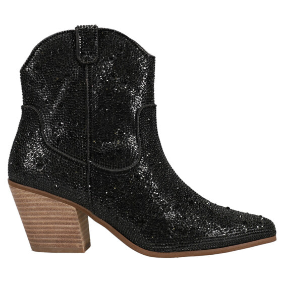 Matisse Harlow Rhinestone Snip Toe Cowboy Booties Womens Black Dress Boots HARLO