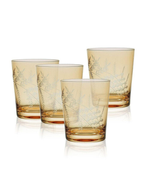 Wildflower 12-oz Double Old Fashioned Glasses 4-Piece Set