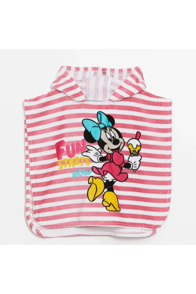 LCW baby Kapüşonlu Minnie Mouse Baskılı Kız Bebek Bikini Üst