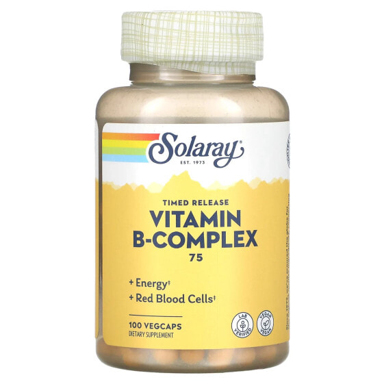 Витамины группы B SOLARAY Vitamin B-Complex 75, сдвоенного высвобождения, 100 VegCaps