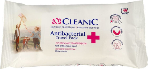 Cleanic CLEANIC_Refresing Wet Wipes Antibacterial Travel Pack chusteczki odświeżające z płynem antybakteryjnym 40szt.