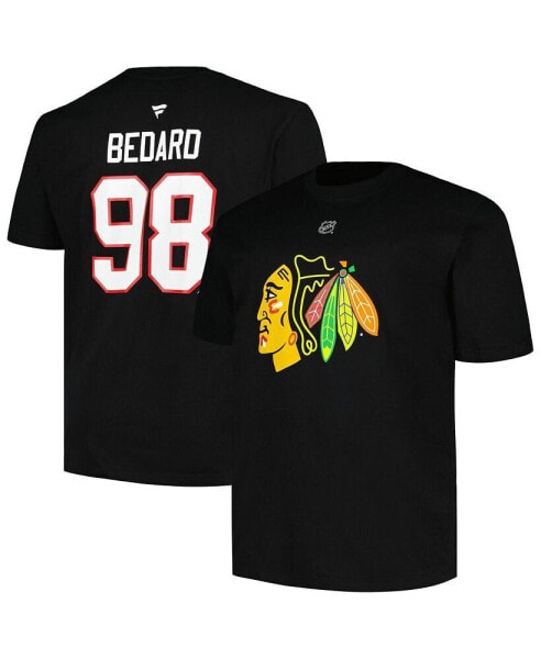 Men's Connor Bedard Black Chicago Blackhawks Big and Tall Name and Number T-shirt