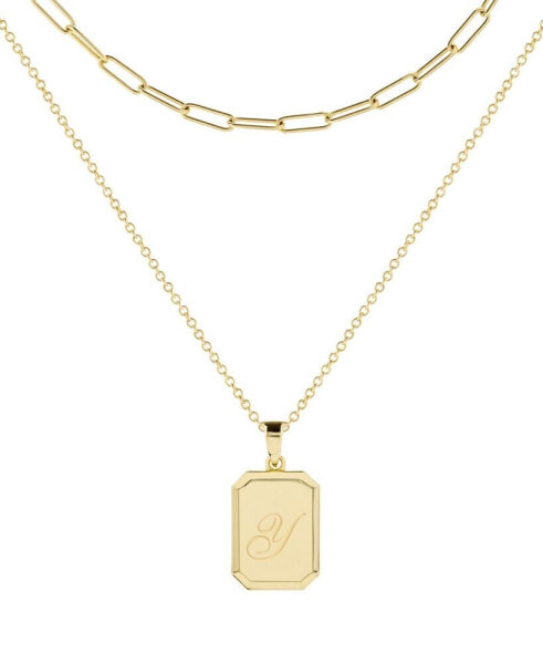 14K Gold Plated Willow Initial Layering Necklace Set