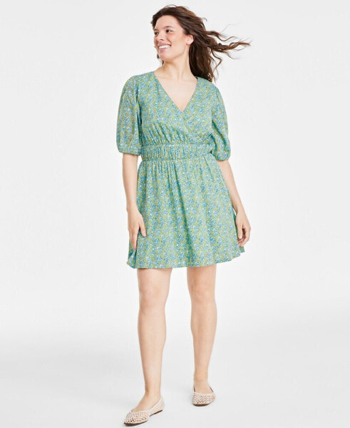 Women's Printed Elbow-Sleeve Mini Dress, Created for Macy's