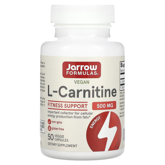 Jarrow Formulas, L-карнитин 500, 500 мг, 50 вегетарианских капсул