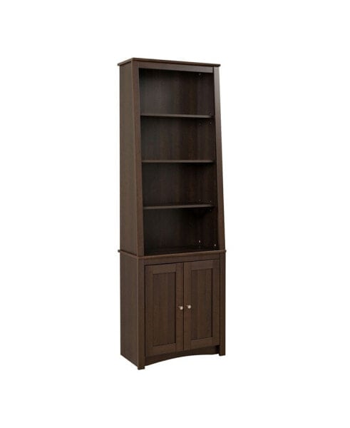 Tall Slant-Back Bookcase with 2 Shaker Doors