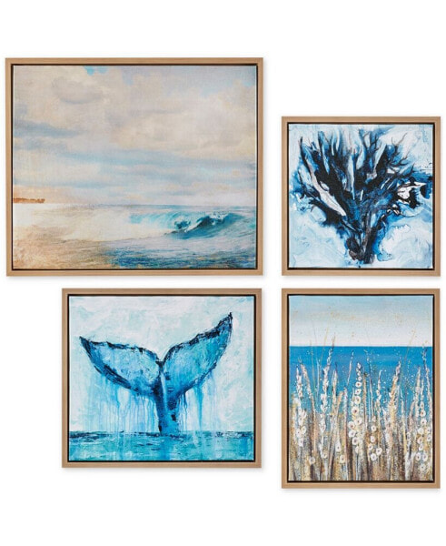 Seascape 4-Pc. Framed Gel-Coated Canvas Print Set