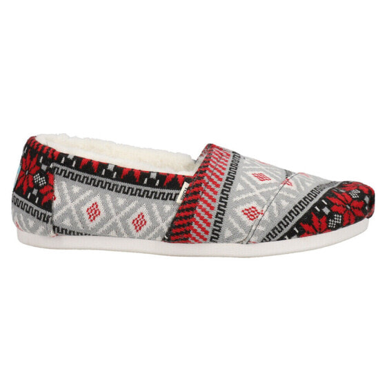 TOMS Fairisle Sweater Cloudbound Alpargata Slip On Womens Grey, Red Flats Casua