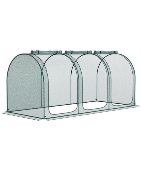 9' x 4' Crop Cage, Plant Protection Tent with Three Zippered Doors, Storage Bag and 6 Ground Stakes, for Garden, Yard, Lawn, Green