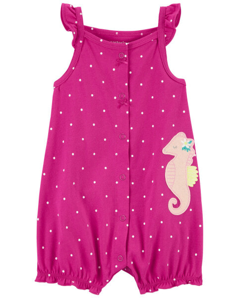 Baby Seahorse Snap-Up Cotton Romper NB