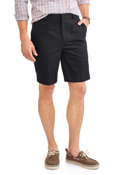 George Chino Shorts Men's 34 Black Twill Flat Front Cotton Blend Slash Pockets