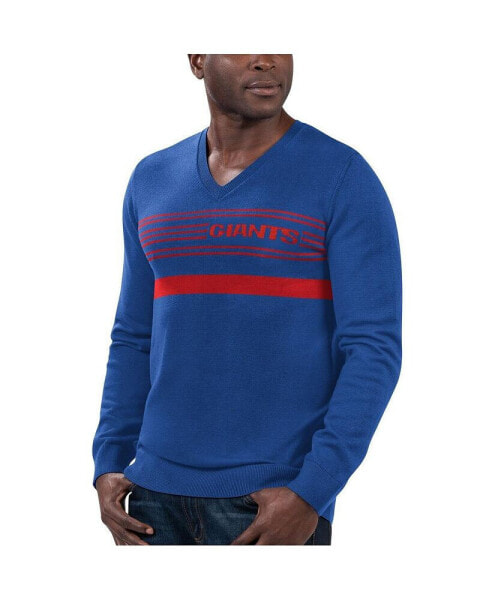Men's Royal New York Giants Legacy Collection V-Neck Pullover Sweater