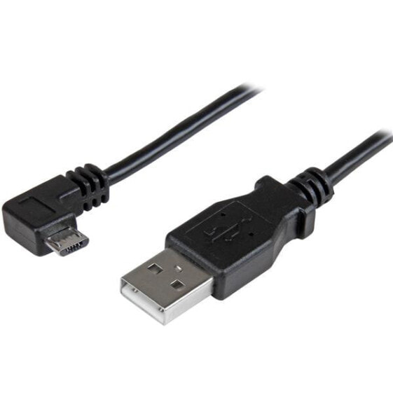 StarTech.com Micro-USB Charge-and-Sync Cable M/M - Right-Angle Micro-USB - 30/24 AWG - 1 m (3 ft.), 1 m, USB A, Micro-USB B, USB 2.0, 480 Mbit/s, Black