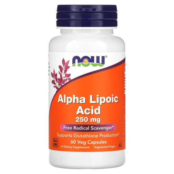 Антиоксидант NOW Alpha Lipoic Acid, 250 мг, 60 вегетарианских капсул