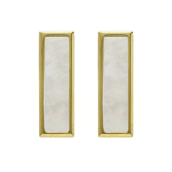 Soulquest A4614-REDT Gold Plated Rectangular Pearl Earrings