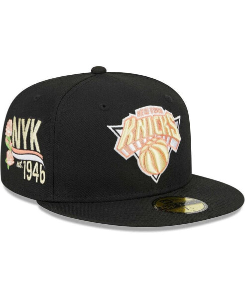 Men's Black New York Knicks Floral Side 59FIFTY Fitted Hat