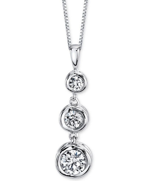 Energy Diamond Three-Stone Pendant Necklace (1/4 ct. t.w.) in 14k Yellow or White Gold