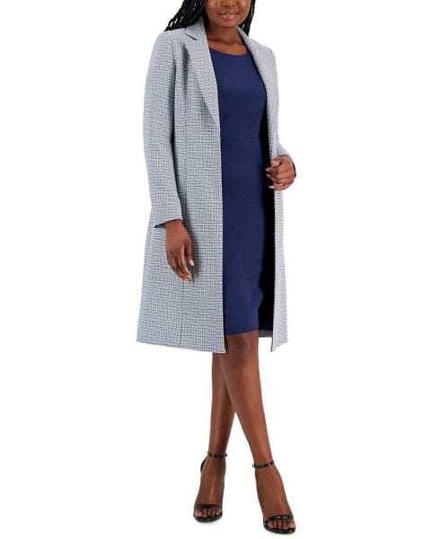 Tweed Topper Jacket and Crewneck Sheath Dress Suit, Regular and Petite Sizes