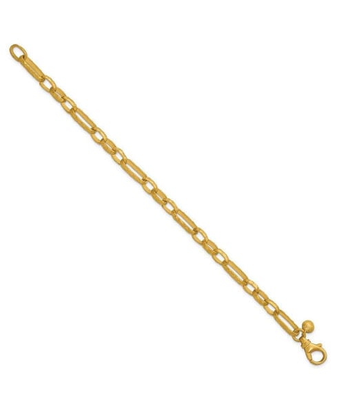 18k Yellow Gold Hammered Solid Fancy Link Chain Bracelet