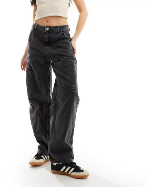 Mango oversized mom jeans in black