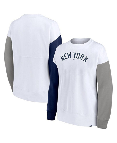 Women's White New York Yankees Series Pullover Sweatshirt