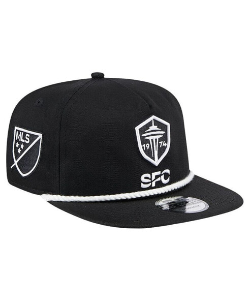 Men's Black Seattle Sounders FC 2024 Kick Off Collection Golfer Snapback Hat