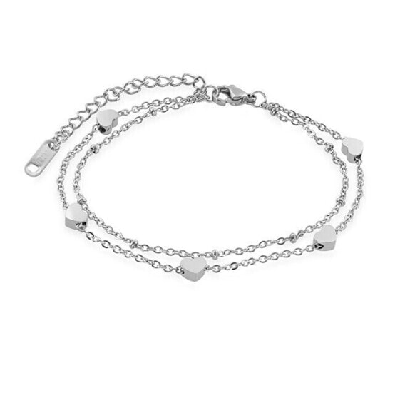 Fashion double bracelet with Steel hearts