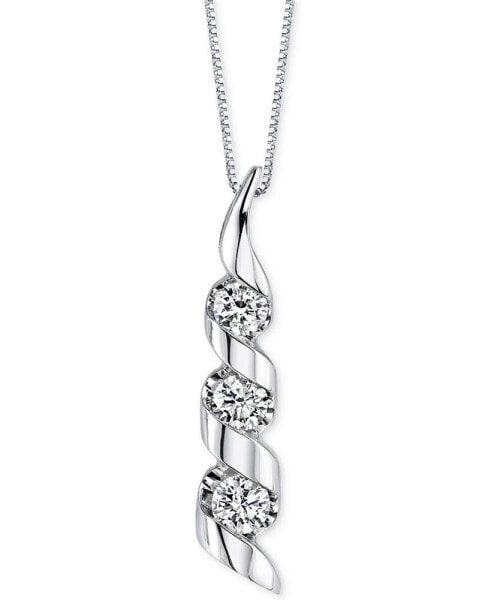 Macy's sirena Diamond Swirled Pendant Necklace (1/8 ct. t.w.) in 14k White Gold