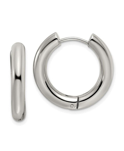 Stainless Steel Polished Hinged Hoop Earrings