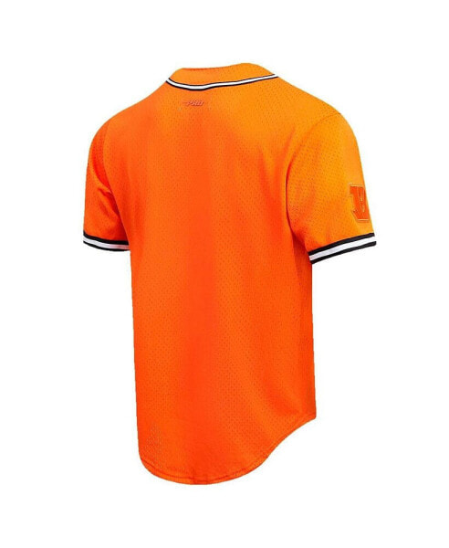 Men's Orange Cincinnati Bengals Triple Tonal Mesh Button-Up Shirt