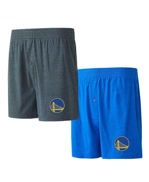 Men's Royal, Charcoal Golden State Warriors Two-Pack Jersey-Knit Boxer Set