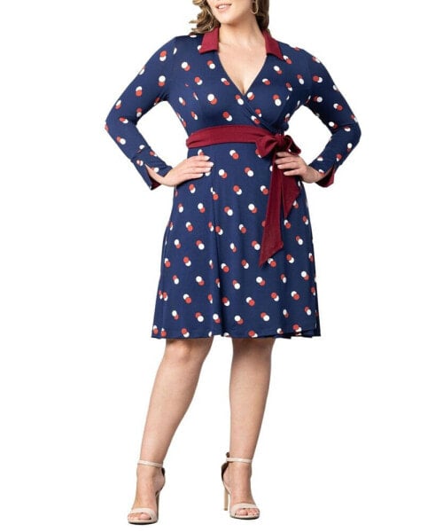 Plus Size Sophisticate Long Sleeve A-Line Wrap Dress