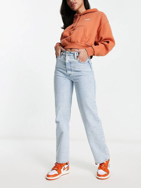 Levi's ribcage ripped crop jean in light wash