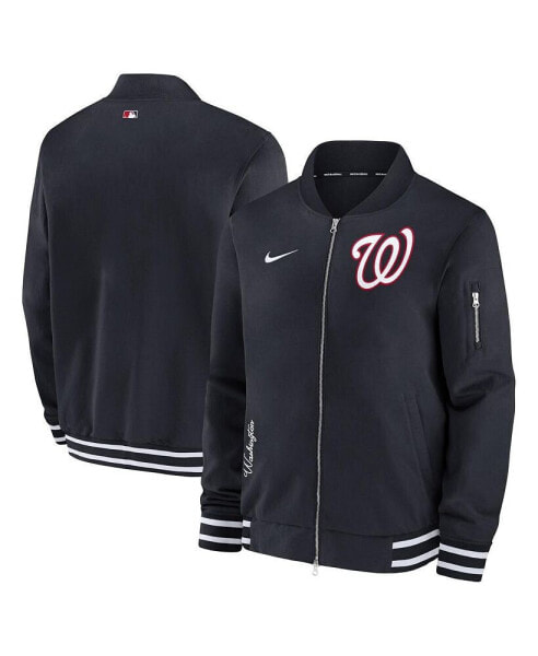 Men's Navy Washington Nationals Authentic Collection Full-Zip Bomber Jacket