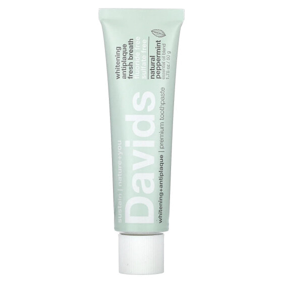 Зубная паста натуральная Davids Natural Toothpaste, Мята + Уголь, 149 г (5.25 унции)
