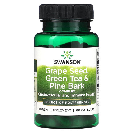 БАД для укрепления иммунитета Swanson Grape Seed, Green Tea & Pine Bark Complex, 60 капсул