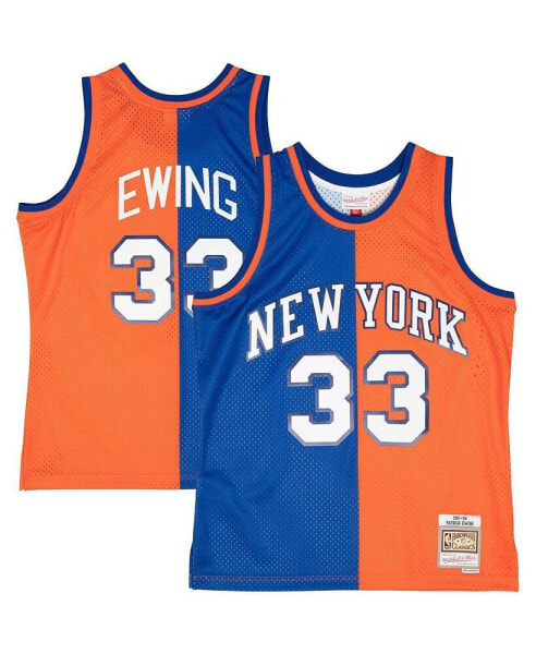 Men's Patrick Ewing Blue, Orange New York Knicks Hardwood Classics 1991-92 Split Swingman Jersey